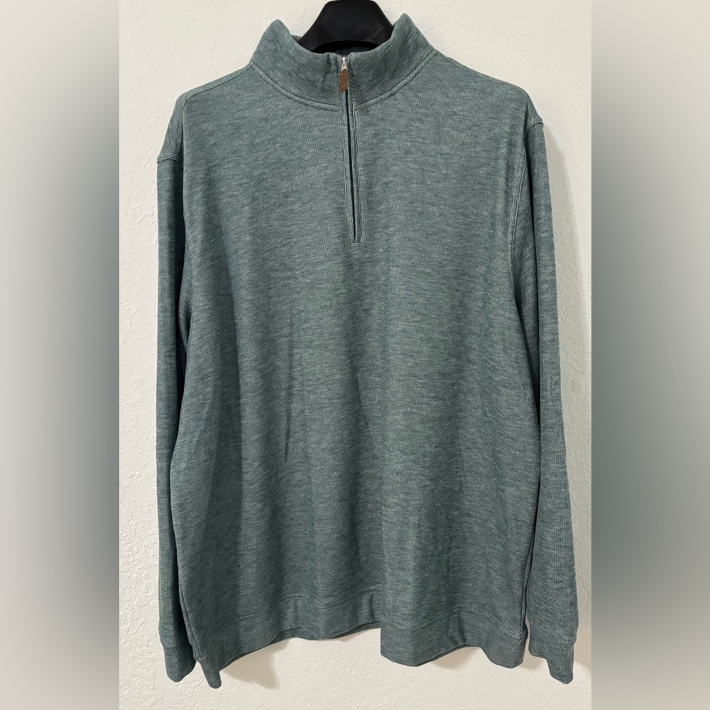 George Green Zip Up Sweater Soft Knit Casual/ Pull Over